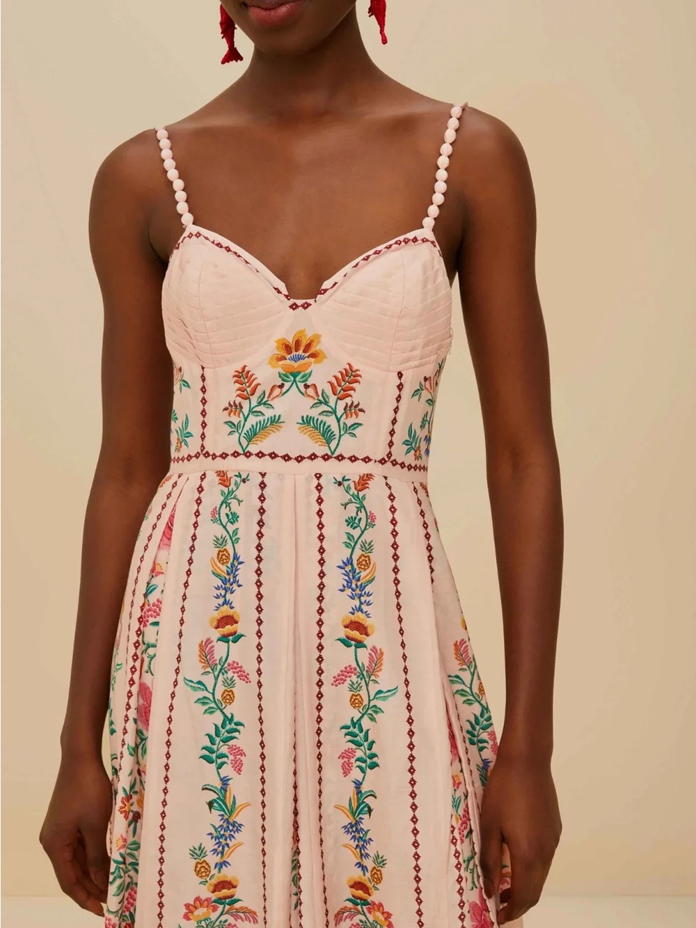 Farm Rio Pink Floral Embroidered Maxi Dress NWT - Picture 2 of 9